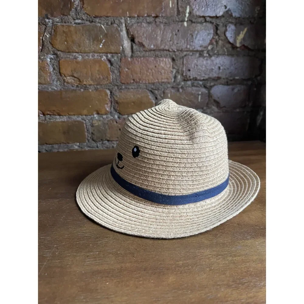 The Children’s Place Baby Bear Straw Sun Hat 0-6 Months Natural NWT